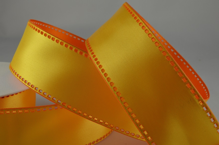 Y369 - 40mm Wired Filmstrip Ribbon - 1520 Yellow/Orange-10 Metres