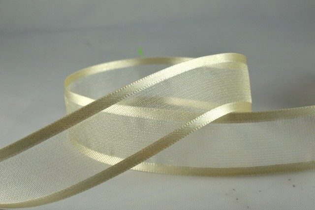 54420 - 10mm, 15mm, 25mm, 40mm & 70mm Satin Sheer Ribbon x 25 Metre Rolls - 50 Eggshell