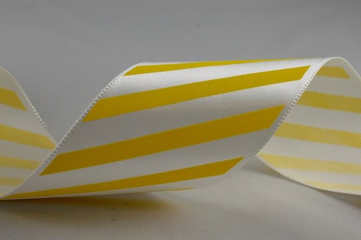 Y783 - 38mm Candy Stripe Ribbon (10 Metres) - Yellow 12