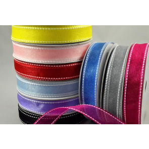 55123 - 16mm Sheer ribbon with a white saddle stitch x 20mts