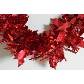 88138 - Red Coloured Holly Leaf Tinsel x 2 Metre Lengths!