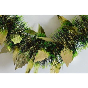 88142 - Gold Triple Coloured Holly Leaf Christmas Tinsel x 2 Metre Lengths!
