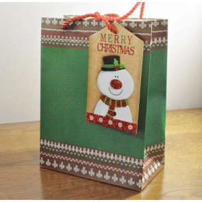 88121 - Small Green Merry Christmas Gift Bags & Snowman Tag!!