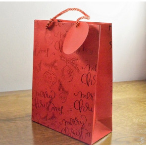 Y657 - Merry Christmas Red Gift Bags & Tag!!- Medium