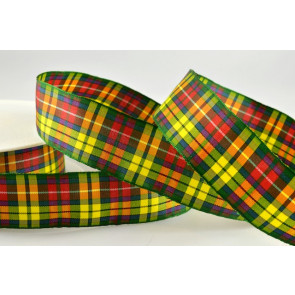 Y809 - 12mm Yellow & Red Tartan -25 Metres